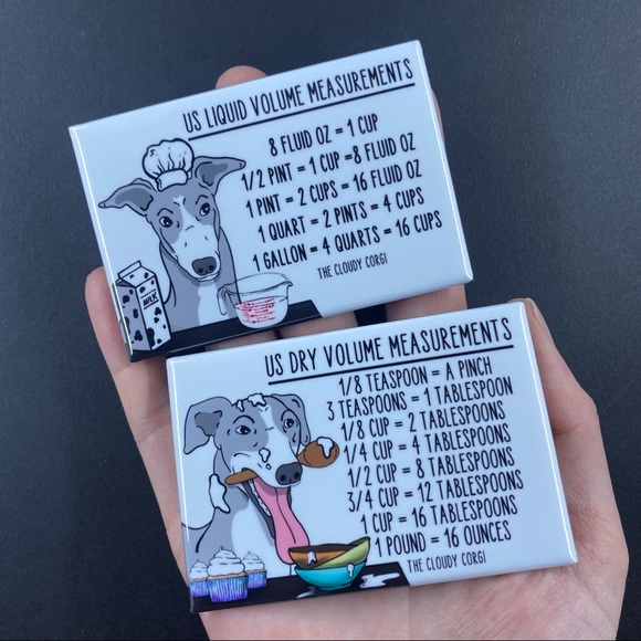 Gray and White Greyhound Dog Measuring Chart Magnet Set Cooking Baking Guide - Picture 3 of 3